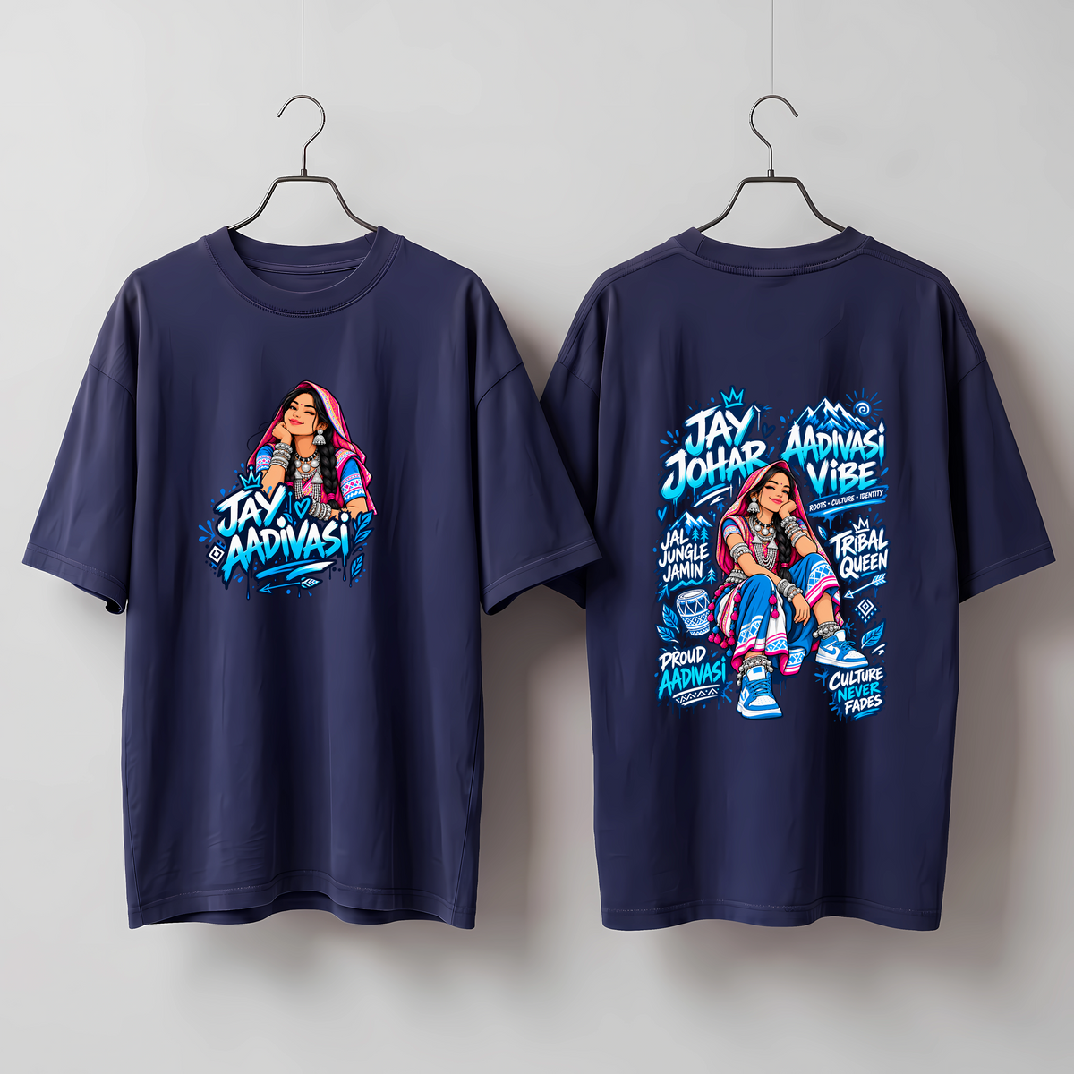 Aadivasi Streetwear, bold graffiti typography, Oversized Classic T-Shirt | Tribeo