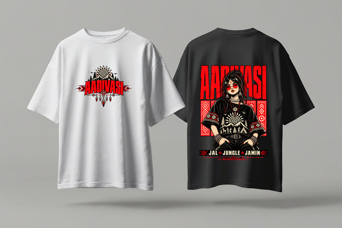 Adivasi Streetwear Heritage Poster, Oversized Classic T-Shirt | Tribeo