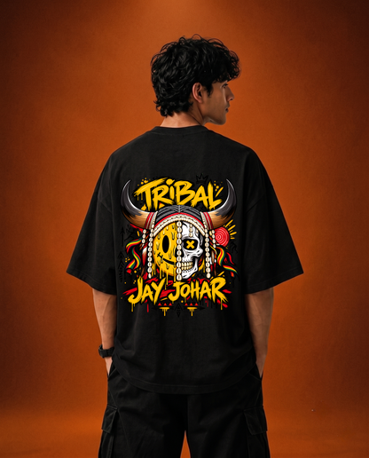 Tribal Horned Skull Graffiti Emblem Oversized Classic T-Shirt | Tribeo